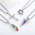 wholesale 925 Sterling Silver Rainbow Star of David Necklace LGBTQ+ Pride Jewelry-0-2