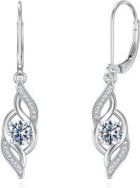 wholesale 925 Sterling Silver 12 Birthstone Leverback Dangle Earrings for Women-04-Apr.-Diamond