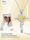 wholesale Sterling Silver Rose Cross Pendant Necklace for Women-0-143