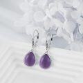 wholesale 925 Sterling Silver Teardrop Black Stone Leverback Drop Dangle Earrings-0-14