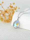wholesale 925 Sterling Silver Teardrop Blue Agate Sunflower Pendant Necklace for Women-0-4