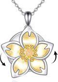 wholesale 925 Sterling Silver Yellow Gold Plated Flower Fidget Spinner Pendant Necklace for Women Girls Gifts 48cm Chain Length-0-0