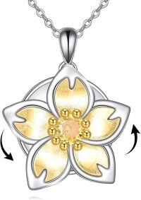 wholesale 925 Sterling Silver Yellow Gold Plated Flower Fidget Spinner Pendant Necklace for Women Girls Gifts 48cm Chain Length-Plumeria necklace