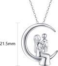 wholesale 925 Sterling Silver & White Gold Plated Crescent Moon Pendant Necklace for Mom - Mother's Day Gift-0-1
