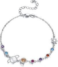 wholesale 925 Sterling Silver Cubic Zircon Solar System Bracelet for Women Universe Jewelry Gift-01 silver