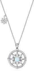 wholesale 925 Sterling Silver Created Opal Compass Pendant Necklace with Chain for Women and Men-0-0