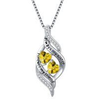 TOUPOP 925 Silver Birthstone Sister Necklace Pendant Gift-undefined