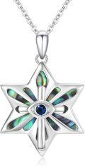 wholesale 925 Sterling Silver Evil Eye Abalone Shell Star Pendant Necklace Judaica Gifts for Women-0-0