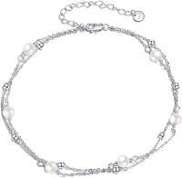 wholesale 925 Sterling Silver Pearl/Moonstone/Larimar/Turquoise/Opal/Black Onyx Bracelet Anklet for Women Beach -undefined