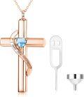 wholesale Rose Gold Plated 925 Sterling Silver with Birthstone Cross Urn Necklace for Ashes – Infinity Engraved 'I Love You Forever' – Cremation Jewelry for Men & Women-0-0