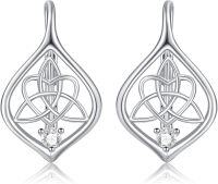wholesale 925 Sterling Silver Celtic Knot Leverback Dangle Drop Earrings for Women and Teen Girls -05-Celtic Earrings