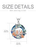 wholesale 925 Sterling Silver Blue Swarovski Crystal Rose Flower Sister's Circle Pendant Necklace-0-5