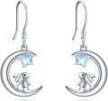 wholesale 925 Sterling Silver Rabbit on the Moon Star Dangle Drop Earrings for Women-0-0