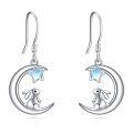 wholesale 925 Sterling Silver Rabbit on the Moon Star Dangle Drop Earrings for Women-0-0