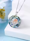 TOUPOP Sterling Silver Blue Crystal Tree Of Life Bird Pendant Necklace For Mom-0-1