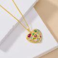 wholesale Gold-Plated 925 Sterling Silver Multi-Colored CZ Heart Pendant Necklace for Women-0-2