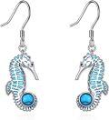 wholesale 925 Sterling Silver Blue Turquoise Sea Horse Dangle Drop Earring Gift for Her-0-0