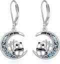 wholesale 925 Sterling Silver Moon & Bamboo Panda Leverback Dangle Earrings for Women Girls  4cm Long-0-0