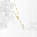 wholesale 14K Gold AAA Freshwater Pearl Infinity Y-Necklace for Women (8mm) - Elegant Mother's Day Gift-0-2