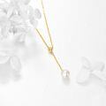 wholesale 14k Gold Pearl Lariat Y Necklace Adjustable Drop Chain For Women-0-2