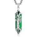wholesale 925 Sterling Silver Green Agate Natural Stone Healing Crystal Tree of Life Pendant Necklace-0-0