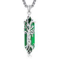 wholesale 925 Sterling Silver Green Agate Natural Stone Healing Crystal Tree of Life Pendant Necklace-H August
