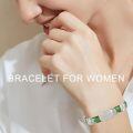 wholesale 925 Sterling Silver Green Jade Link Bracelet Wholesale With Intricate Clasp Design-0-1