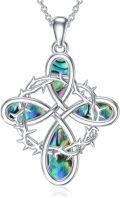 wholesale 925 Sterling Silver Abalone Shell Trinity Knot Pendant Necklace for Women Men Irish Celtic s 45cm Chain Length-0-0