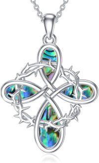 wholesale 925 Sterling Silver Abalone Shell Trinity Knot Pendant Necklace for Women Men Irish Celtic s 45cm Chain Length-Knot Cross