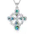 wholesale 925 Sterling Silver Abalone Shell Trinity Knot Pendant Necklace Wholesale for Women Men Irish Celtic s 45cm Chain Length-0-0