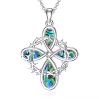 wholesale 925 Sterling Silver Abalone Shell Trinity Knot Pendant Necklace Wholesale for Women Men Irish Celtic s 45cm Chain Length-Knot Cross