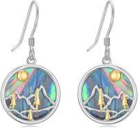 wholesale 925 Sterling Silver & Abalone Mountain Outline Earrings, Hypoallergenic Nickel-Free Jewelry, 17mm Lightweight Gift for Women-mountain