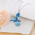 wholesale 925 Sterling Silver Blue Seal with Turquoise Stone Pendant Necklace-0-2