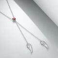 wholesale Sterling Silver Zirconia Angel Wing Necklace with Birthstone for Women-0-2