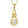 wholesale 925 Sterling Silver Celtic Knot Infinity Necklace Wholesale with Yellow Jade Stone - Faith Jewelry-0-0