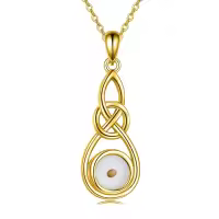 wholesale 925 Sterling Silver Celtic Knot Infinity Necklace Wholesale with Yellow Jade Stone - Faith Jewelry-Gold Mustard Seed