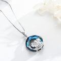 wholesale 925 Sterling Silver Blue Crystal Triple Moon Goddess Pendant Necklace-0-2