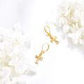 wholesale 14K Gold Cross Leverback Earrings for Women-0-3