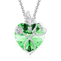 wholesale 925 Sterling Silver Crystal Butterfly Heart Stethoscope Pendant Necklace for Nurses and Doctors Gifts-08-August