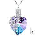 TOUPOP 925 Sterling Silver Rose Crystal Flower Cremation Urn Necklace-0-0