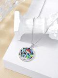 wholesale 925 Sterling Silver Mushroom Frog Pendant Necklace with Abalone Shell and Enamel Accents-0-2