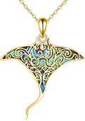 wholesale 925 Sterling Silver Manta Ray Pendant Necklaces for Women Sea Life s 45cm Chain Length-0-0