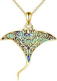 wholesale 925 Sterling Silver Manta Ray Pendant Necklaces for Women Sea Life s 45cm Chain Length-gold-plated manta ray