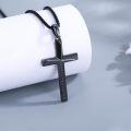 wholesale 925 Sterling Silver Black Cross Pendant Necklace  with Chain 24 - Mens & Womens  Set-0-1