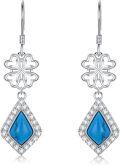 wholesale 925 Sterling Silver Turquoise Drop Earrings with Flower and Celtic Design-0-0