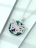 TOUPOP Sterling Silver Crystal Dragonfly/Butterfly Pendant Necklace, 18"+2" Extender-0-4
