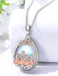 wholesale 925 Sterling Silver Teardrop Moonstone Family Pendant Necklaces for Mom Dad Daughter Sister Gift Ideas-0-3