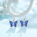wholesale 925 Sterling Silver Blue Enamel Butterfly Drop Earrings-0-2