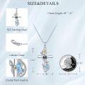 wholesale 925 Sterling Silver 925 Blue Crystal Flower Projection Cross Necklace for Women and Girls-0-5