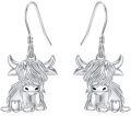 wholesale 925 Sterling Silver Highland Cow Sunflower Dangle Stud Leverback Hoop Earrings-0-35